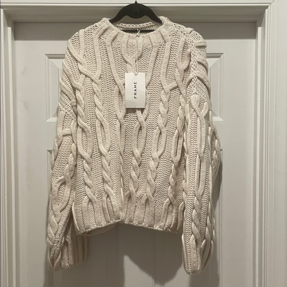 NWT Frame Women's Cream Cable Knit Sweater